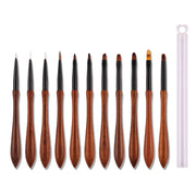 11-piece sandalwood handle nail art brush set, view 2 - MRSLM