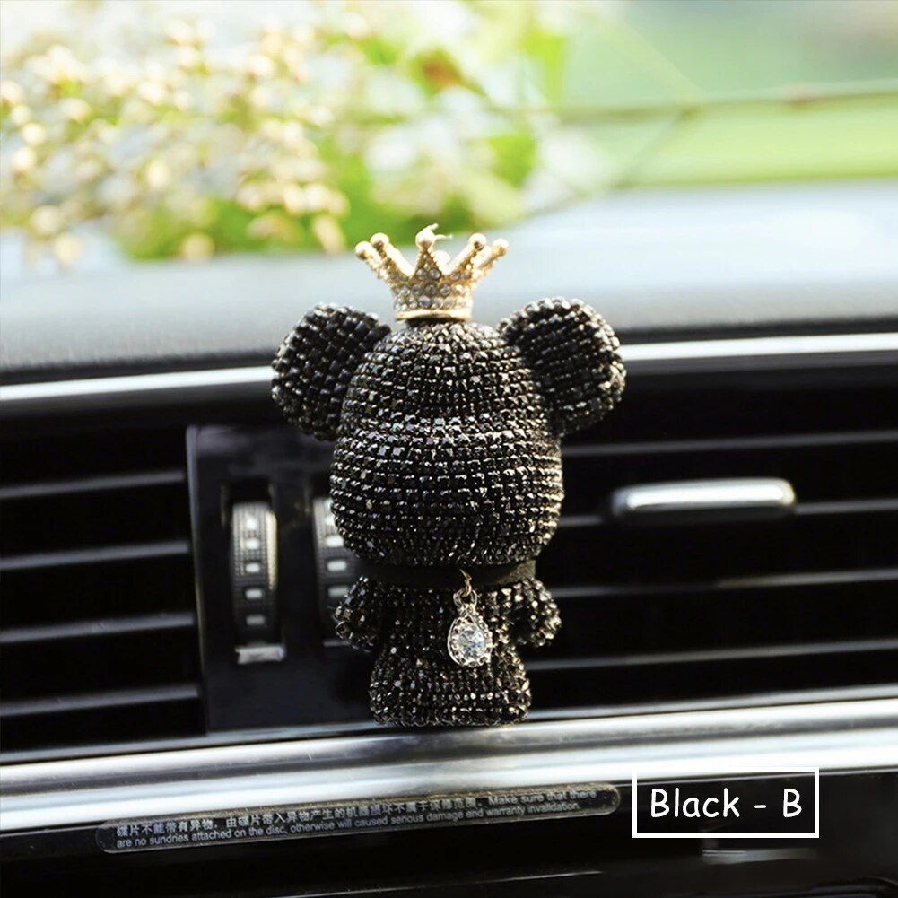 Cute Bear Car Air Vent Perfume Clip with Dazzling Rhinestone