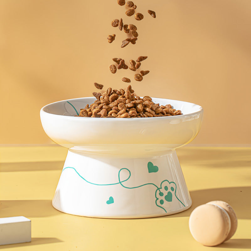 elevated ceramic pet bowl, view 6 - MRSLM