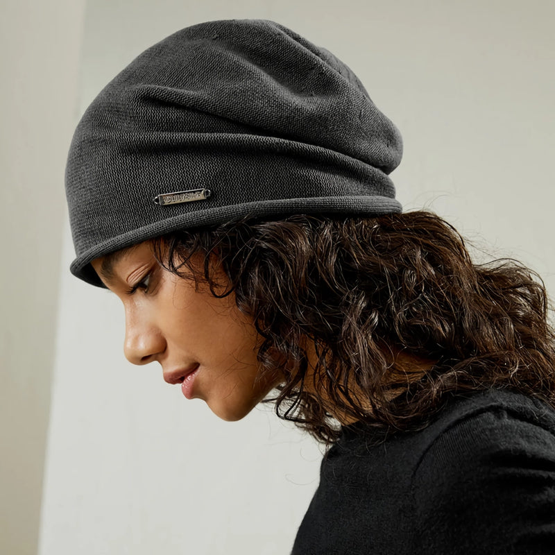 silk knitted beanie hat, view 7 - MRSLM