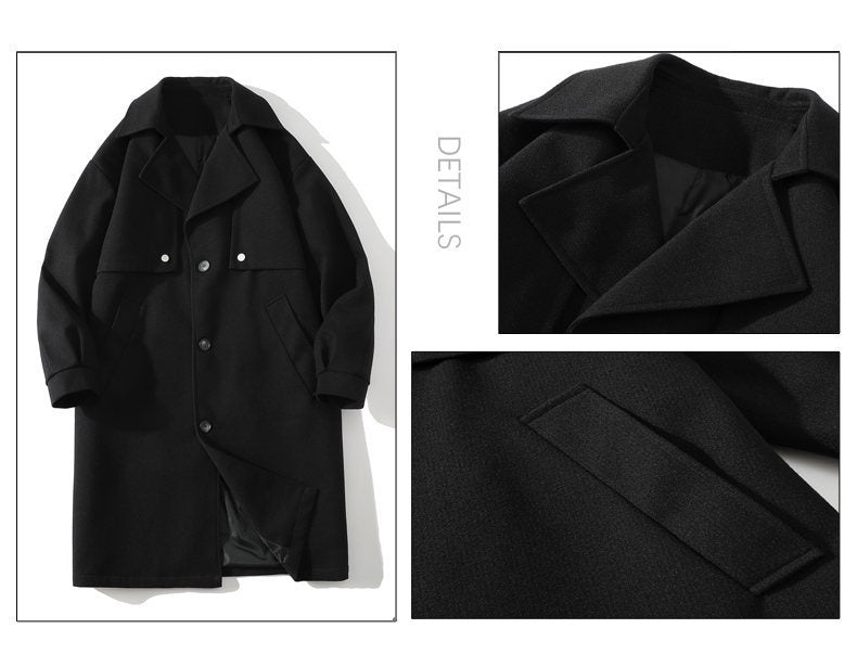 Neuer mittellanger Wollmantel im britischen Stil für Herren – ideal für den Winter