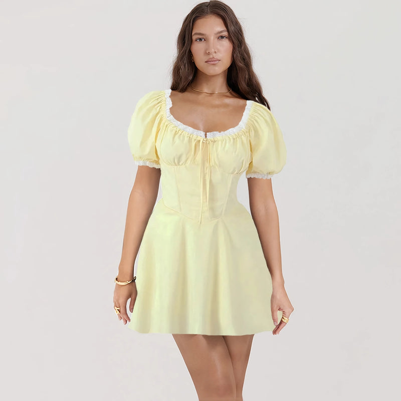 vintage puff sleeve dress, view 3 - MRSLM