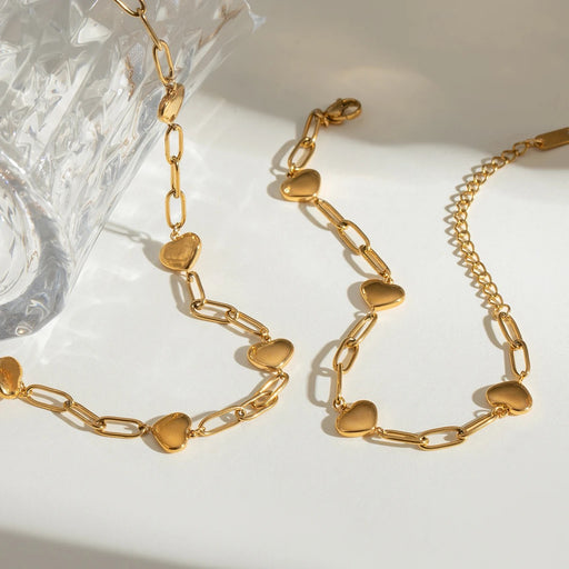 Paper clip love heart necklace, gold plated - MRSLM