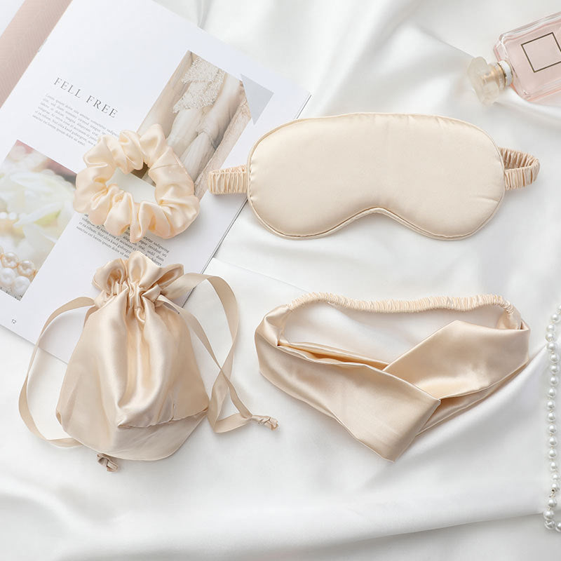 Conjunto de máscara de seda para os olhos e corda de cabelo