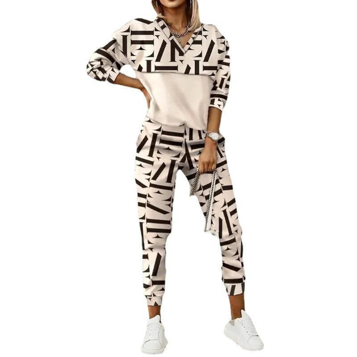 Women's Printed Long Sleeve Street Slim Fit Fashion Casual Suit