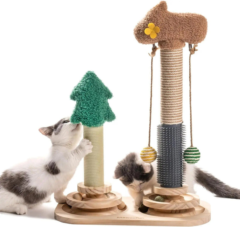 cat scratch post with 3-tier track, view 3 - MRSLM