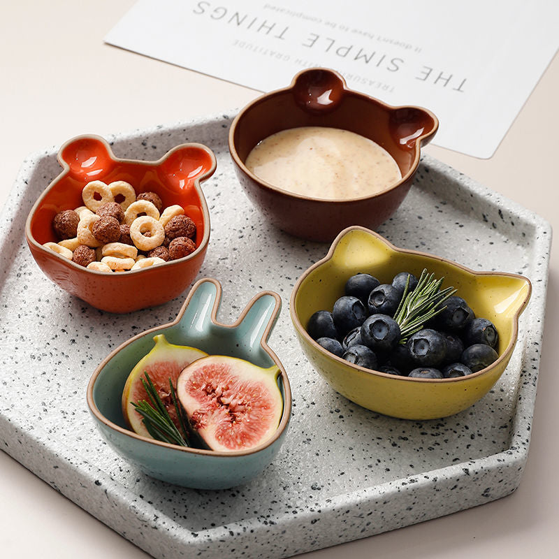 cute cartoon ceramic snack and sauce dish set, view 5 - MRSLM