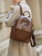 elegant genuine leather women's backpack, view 5 - MRSLM