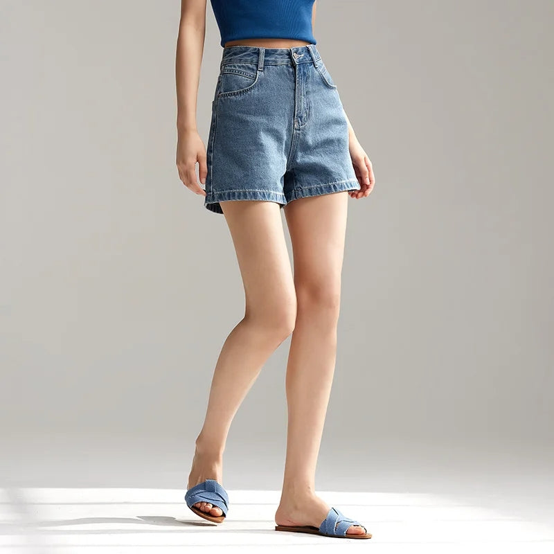 summer a-line denim shorts, view 6 - MRSLM