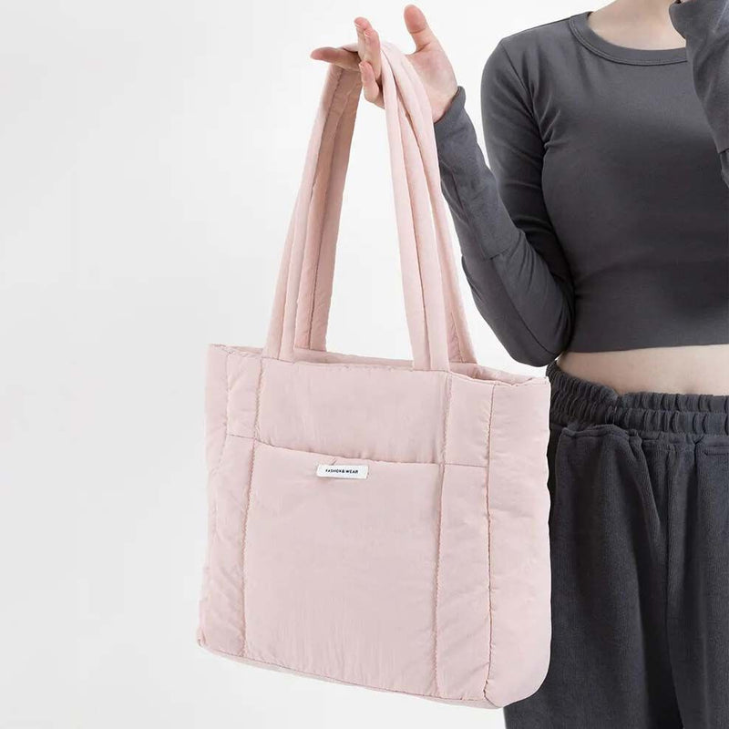 quilted puffy cotton tote bag, view 9 - MRSLM