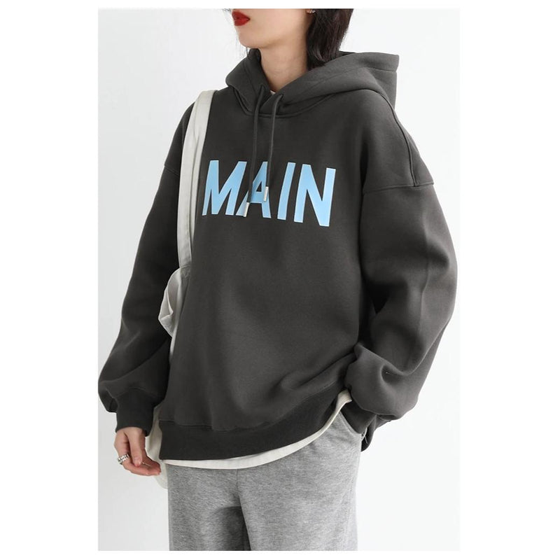 Lässiger, lockerer Damen-Plüschpullover mit Kapuze