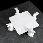 rabbit square ceramic plate, view 2 - MRSLM