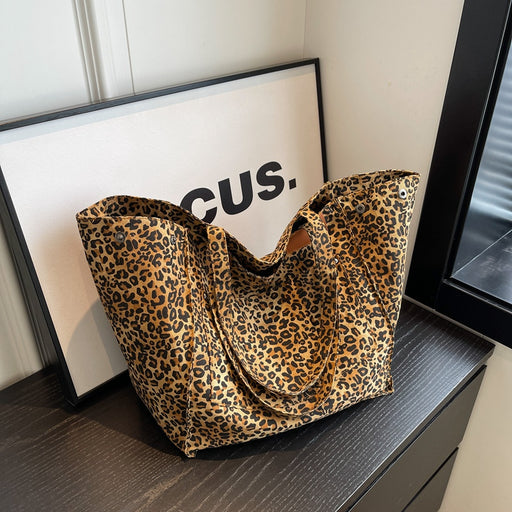 leopard print canvas shoulder bag, view 5 - MRSLM