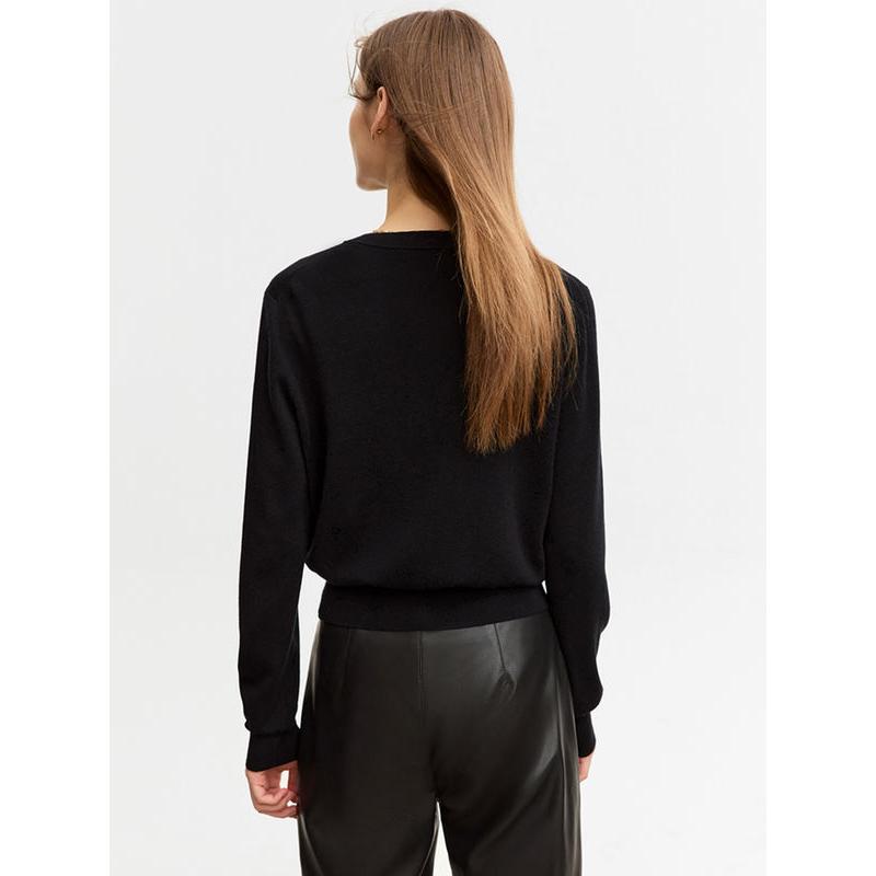 slim wool sweater with ladybug embroidery, view 4 - MRSLM