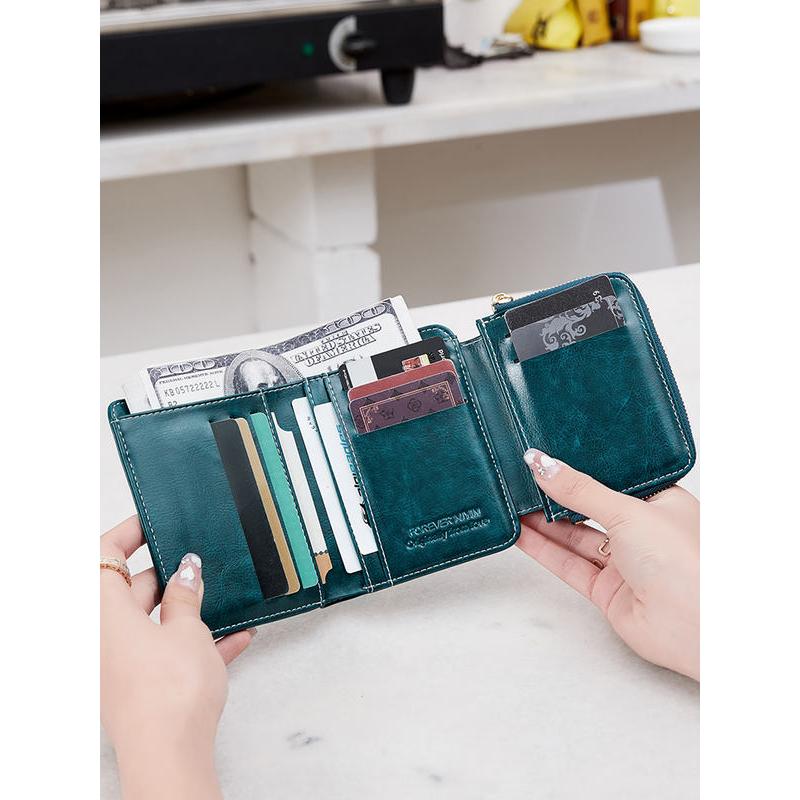 retro pu leather short wallet, view 9 - MRSLM