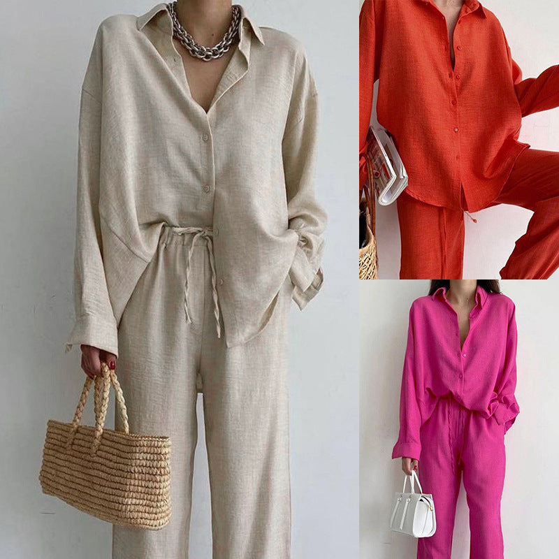 long sleeve top and straight leg pants set - MRSLM