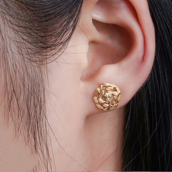 14K Gold Plated Ladies Earrings Light Luxury Fallen Leaves
