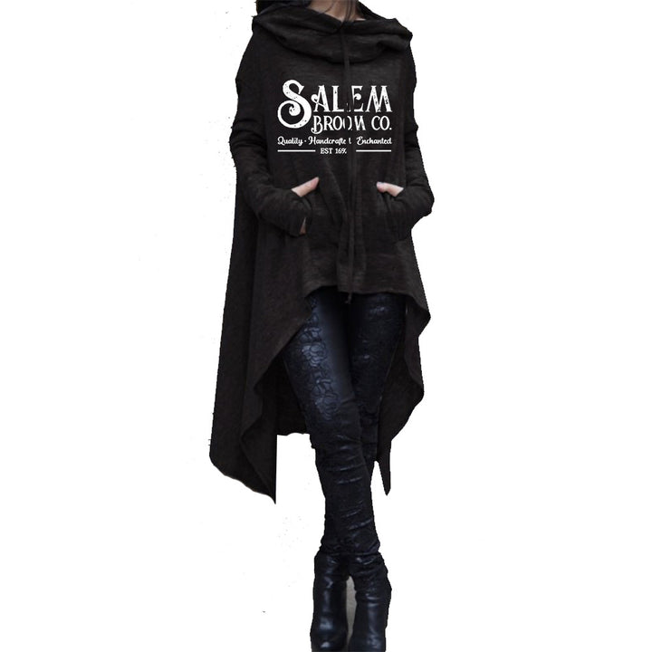 Autumn And Winter Mid-length Long Sleeve Large Size Irregular Hooded Sweater Casual Top