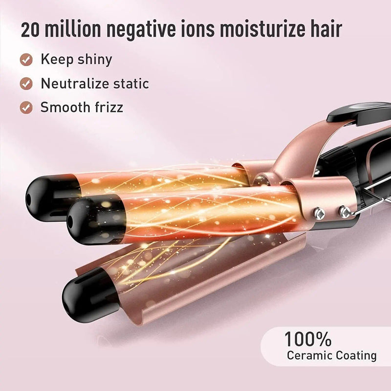 5-in-1 curling wand with 3-barrel waver, view 7 - MRSLM