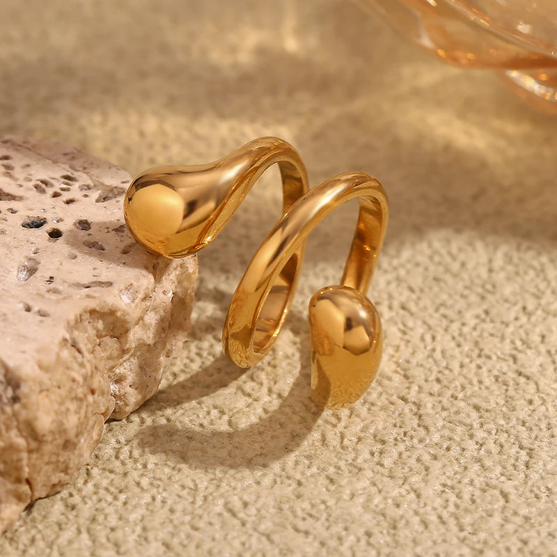 Doppellagiger Spiralring in Schlangenform, 18 Karat vergoldet