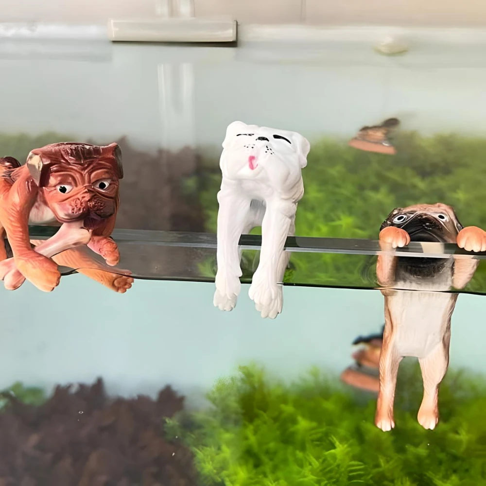 Conjunto de 3 miniaturas de polvo em resina para decoração de aquário. 