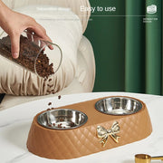 double pet feeding bowl with bow-tie design, view 5 - MRSLM