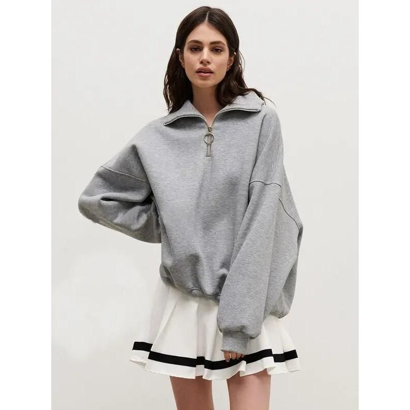 Oversized Damen-Rollkragenpullover mit Fleecefutter