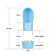 portable pet water bottle with food bowl, view 2 - MRSLM