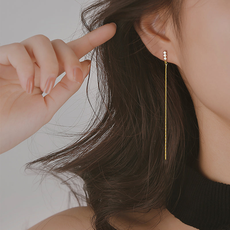 Thin Face Women's Trendy Long Sterling Silver Ear Line