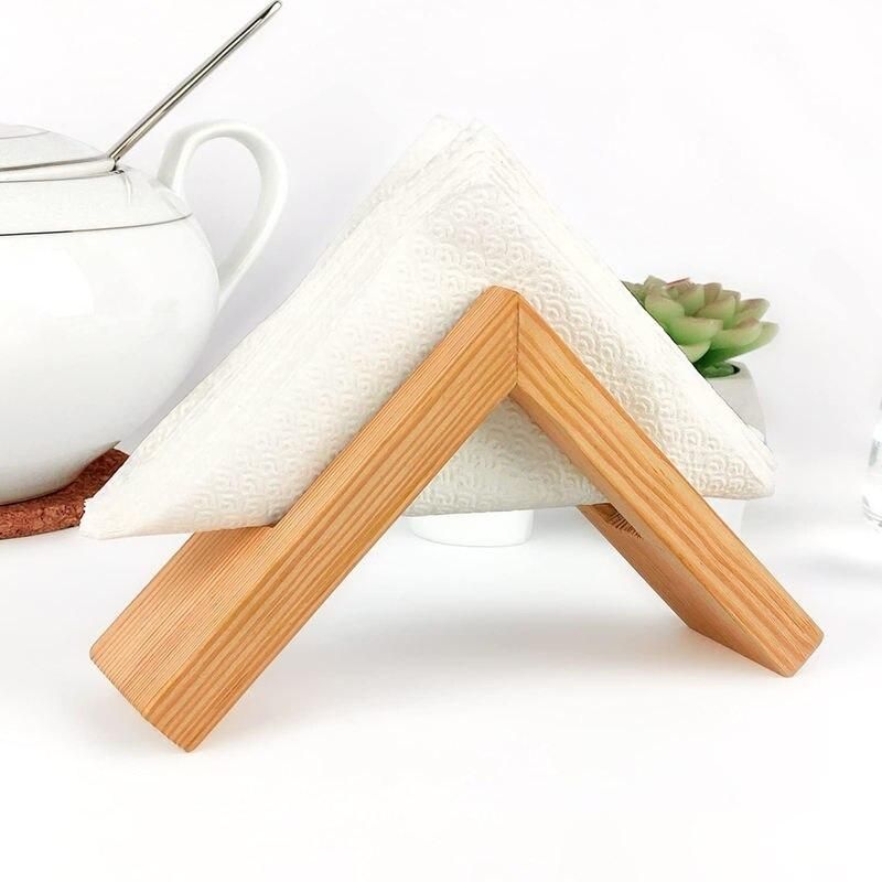 Elegant Wooden Napkin Holder - Decorative Tabletop Napkin Stand for Home & Picnic