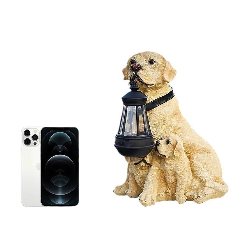 solar labrador dog statue, view 5 - MRSLM