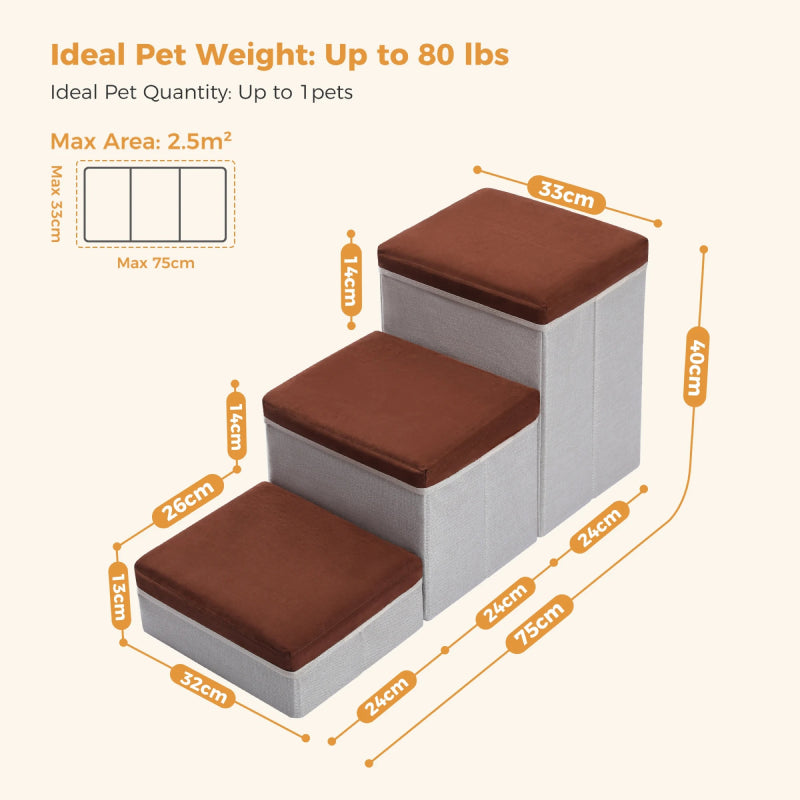 foldable pet steps with storage, view 4 - MRSLM