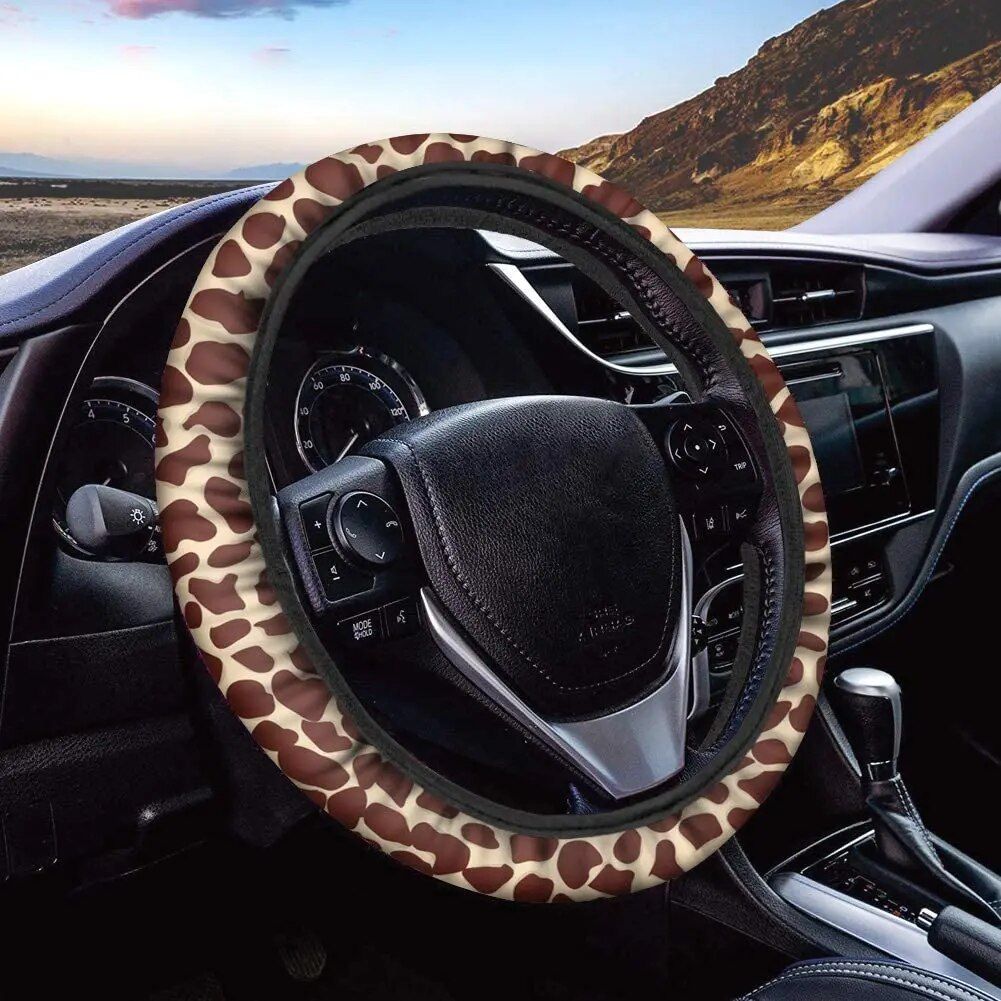 Giraffe Print Car Steering Wheel Cover