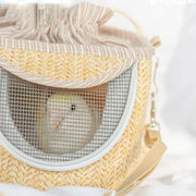 straw-woven parrot backpack cage, view 7 - MRSLM