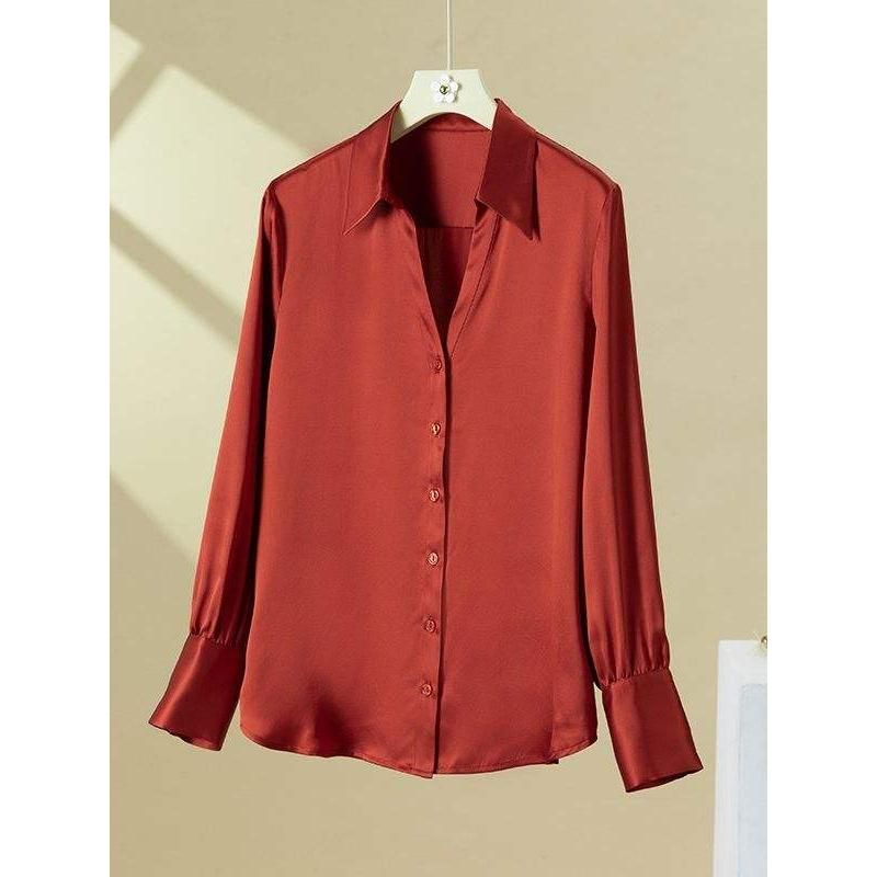 Elegante Bluse mit V-Ausschnitt aus 100 % Seide für Damen