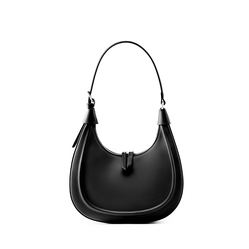 Women's half moon leather shoulder bag, view 5 - MRSLM