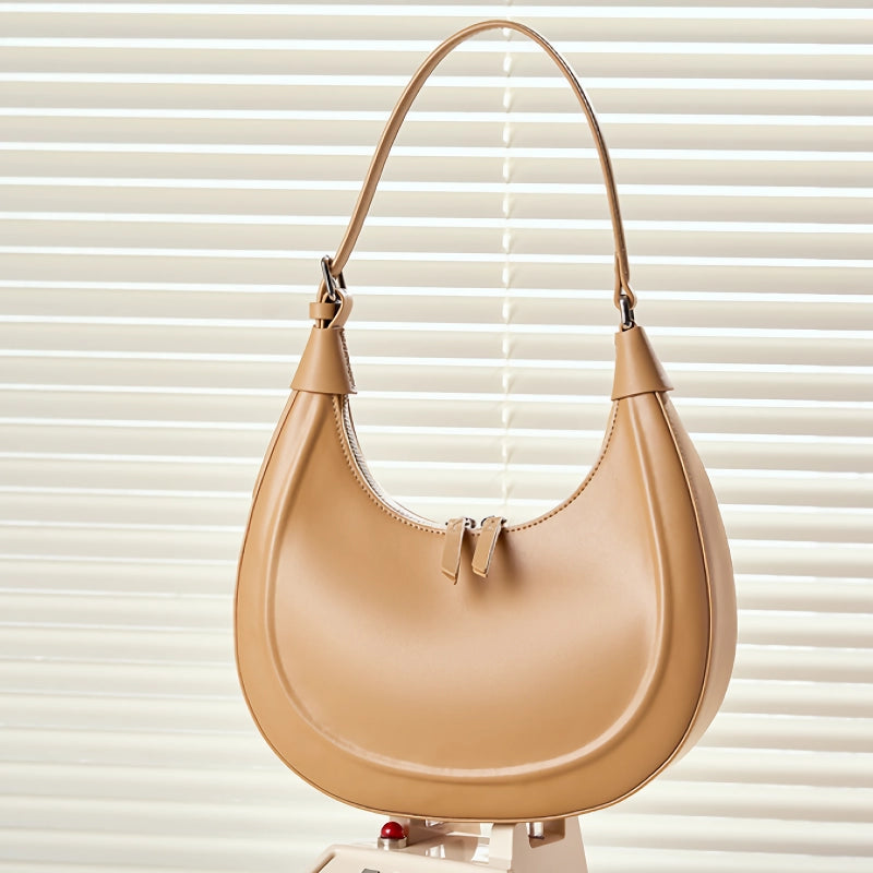 Women's half moon leather shoulder bag, view 9 - MRSLM