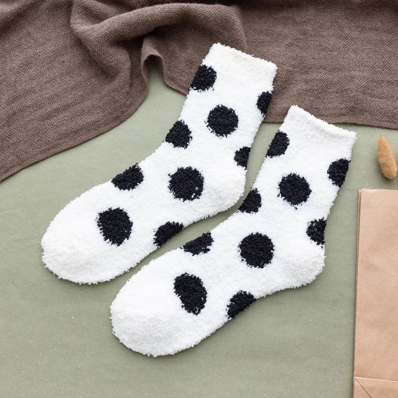 Candy color fluffy dot socks for women, view 3 - MRSLM