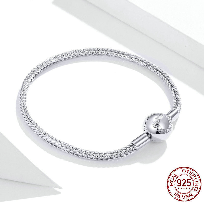 New S925 Sterling Silver Simple Snake Bone Bracelet Versatile