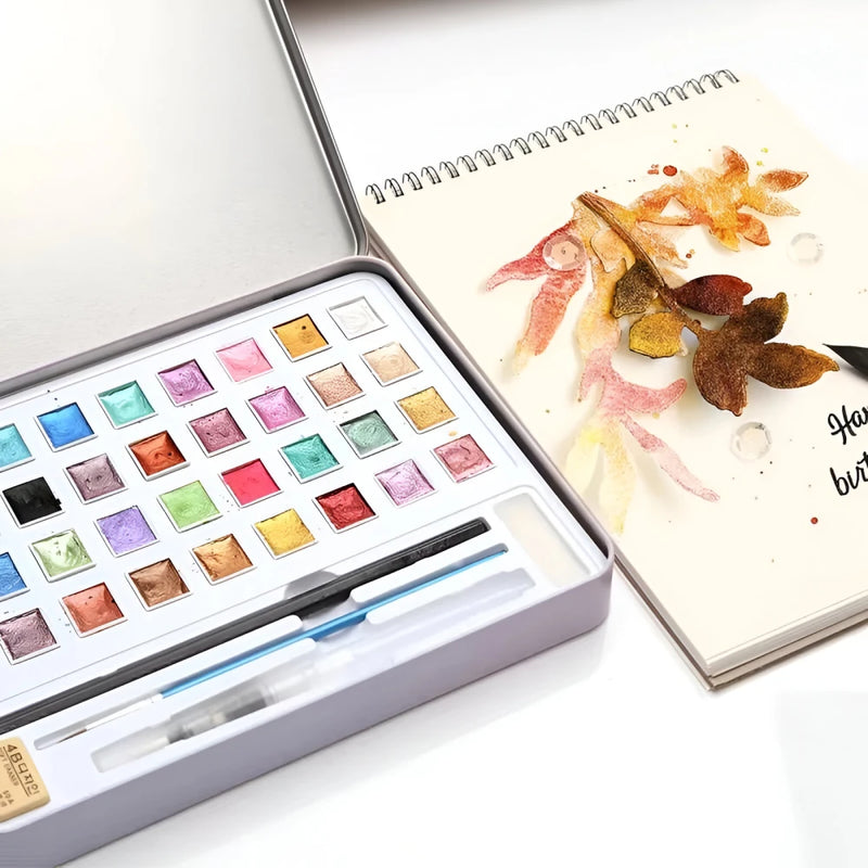 36-color metallic watercolor paint set, view 3 - MRSLM