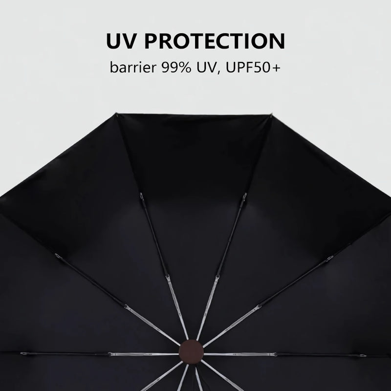 automatic windproof golf umbrella with wooden handle, view 6 - MRSLM