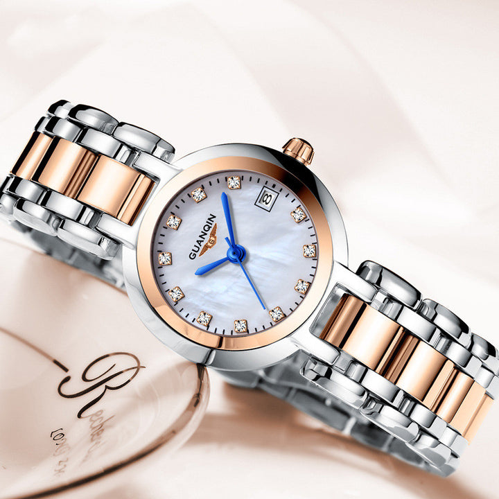 High-end ladies compact steel band watch