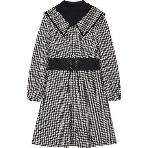 retro plaid long sleeve dress, view 2 - MRSLM