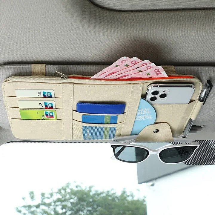 Multi-Pocket Car Sun Visor Organizer with Pen Holder