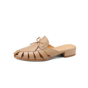 summer leather mules with low square heel, view 3 - MRSLM