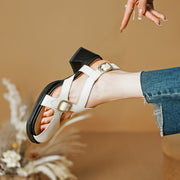 retro square heel leather sandals, view 23 - MRSLM