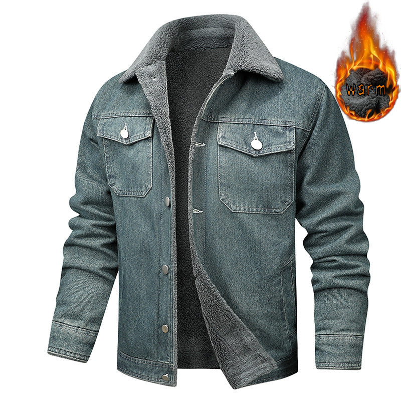 Men's fleece-lined denim jacket, view 2 - MRSLM