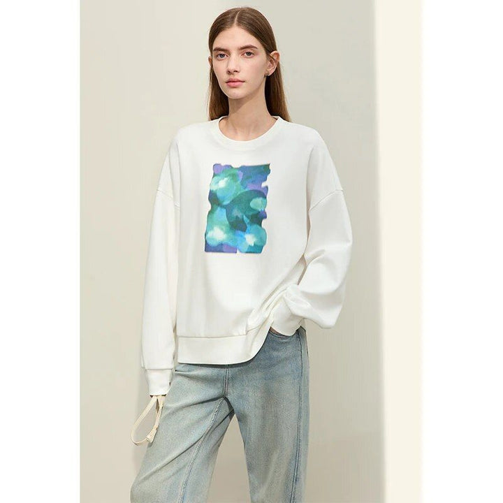 Women's Abstract Print Loose Hoodie