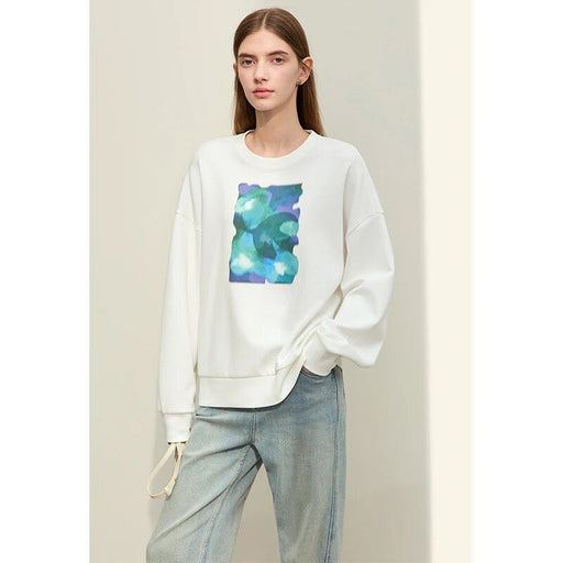 Women's abstract print loose sweatshirt, view 5 - MRSLM