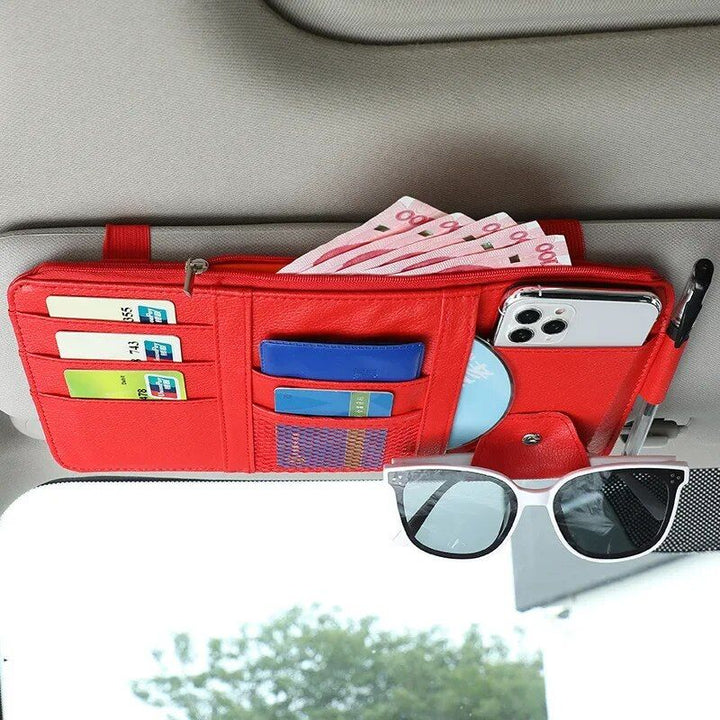 Multi-Pocket Car Sun Visor Organizer with Pen Holder